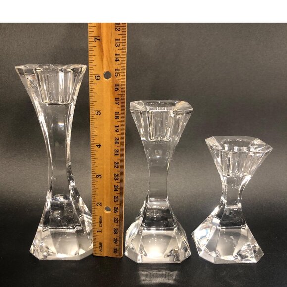 Villeroy & Boch Clear Crystal Candlestick Holders Graduated Set Cocktail Club - Picture 12 of 12